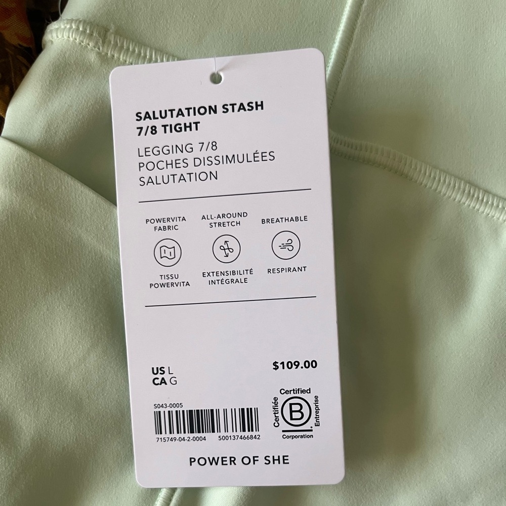 Athleta Salutation Stash 7/8 legging in honeydew L - Picture 7 of 8